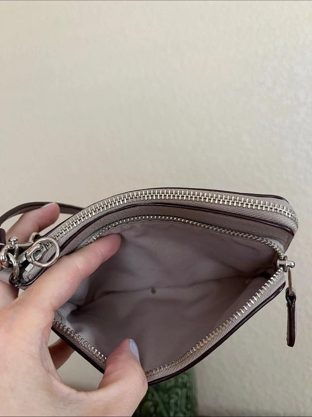 Coach Pebble Leather Double Zip Wristlet
